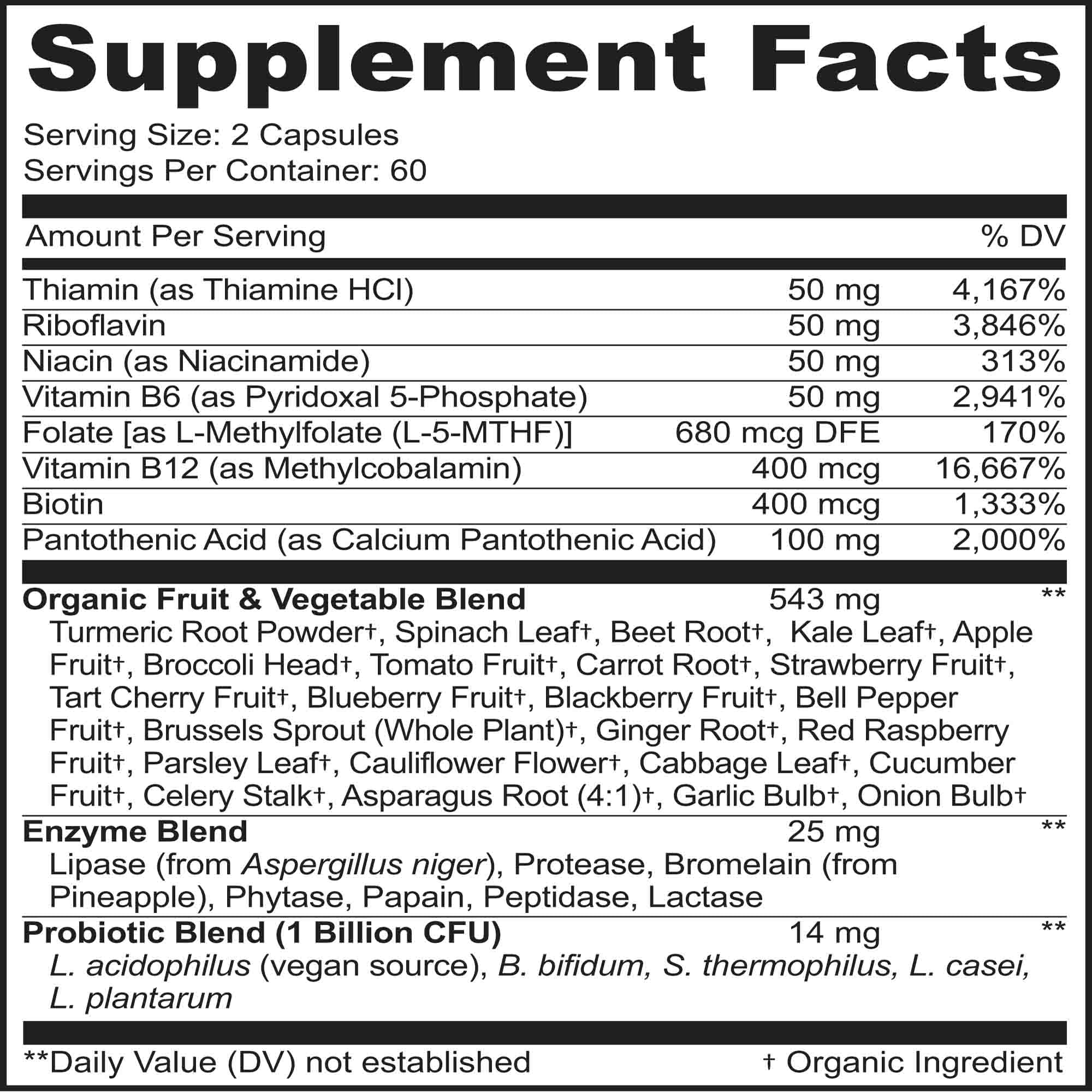 MoxyVites B-Complex Vitamins 132g back view