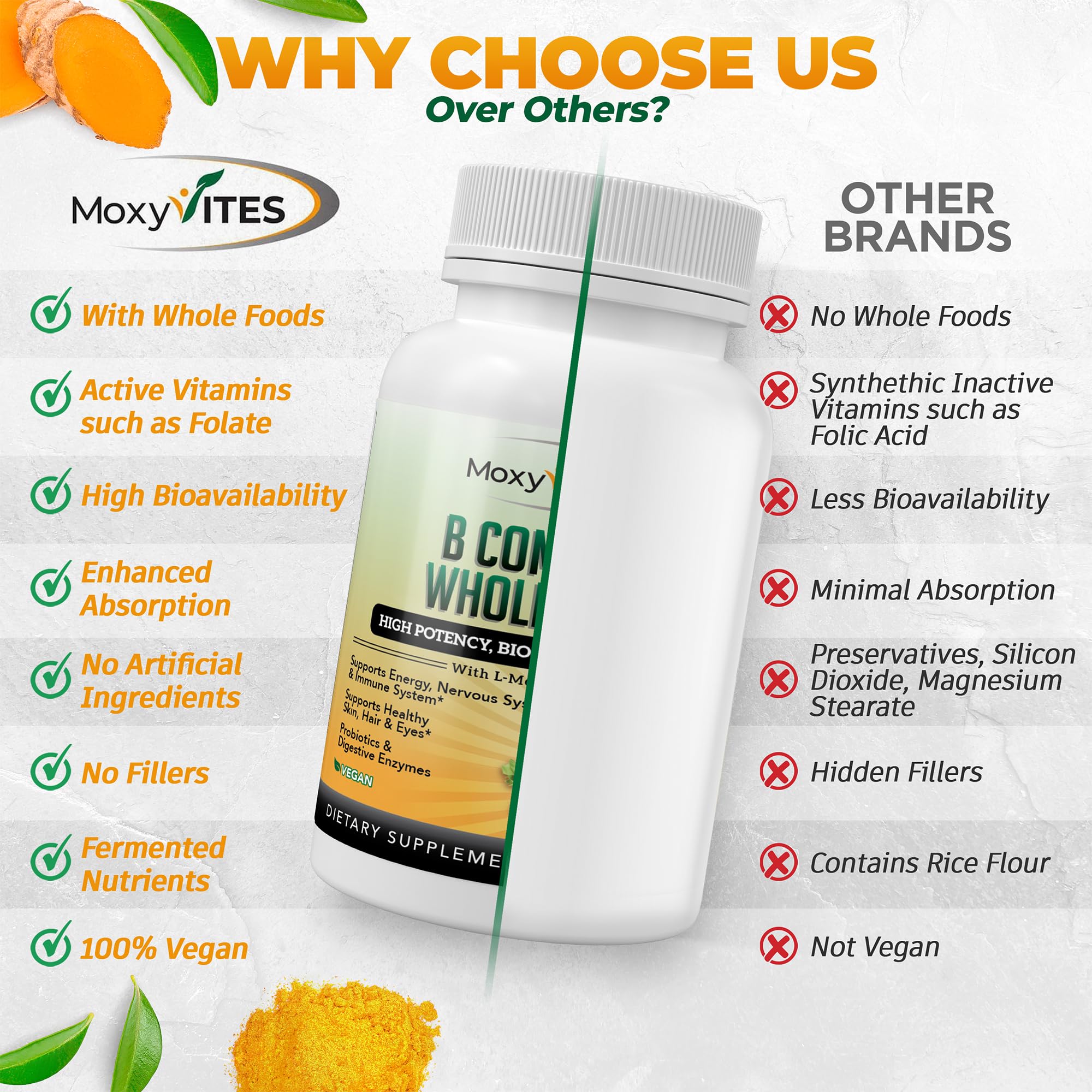 MoxyVites B-Complex Vitamins 132g capsule close-up