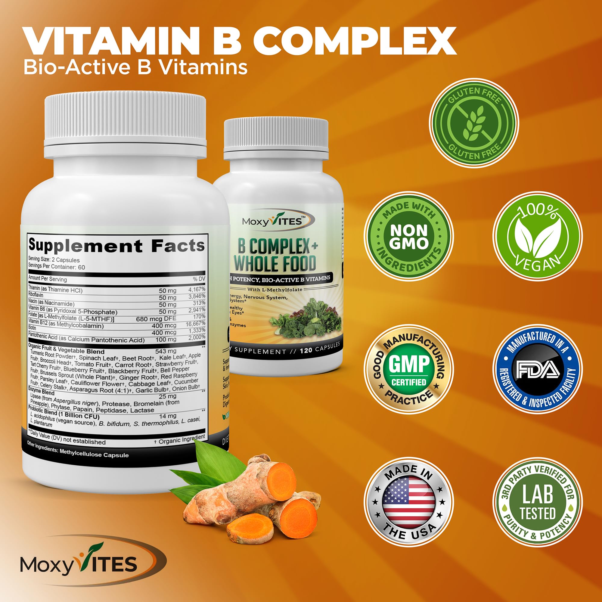 MoxyVites B-Complex Vitamins 132g with vegetables