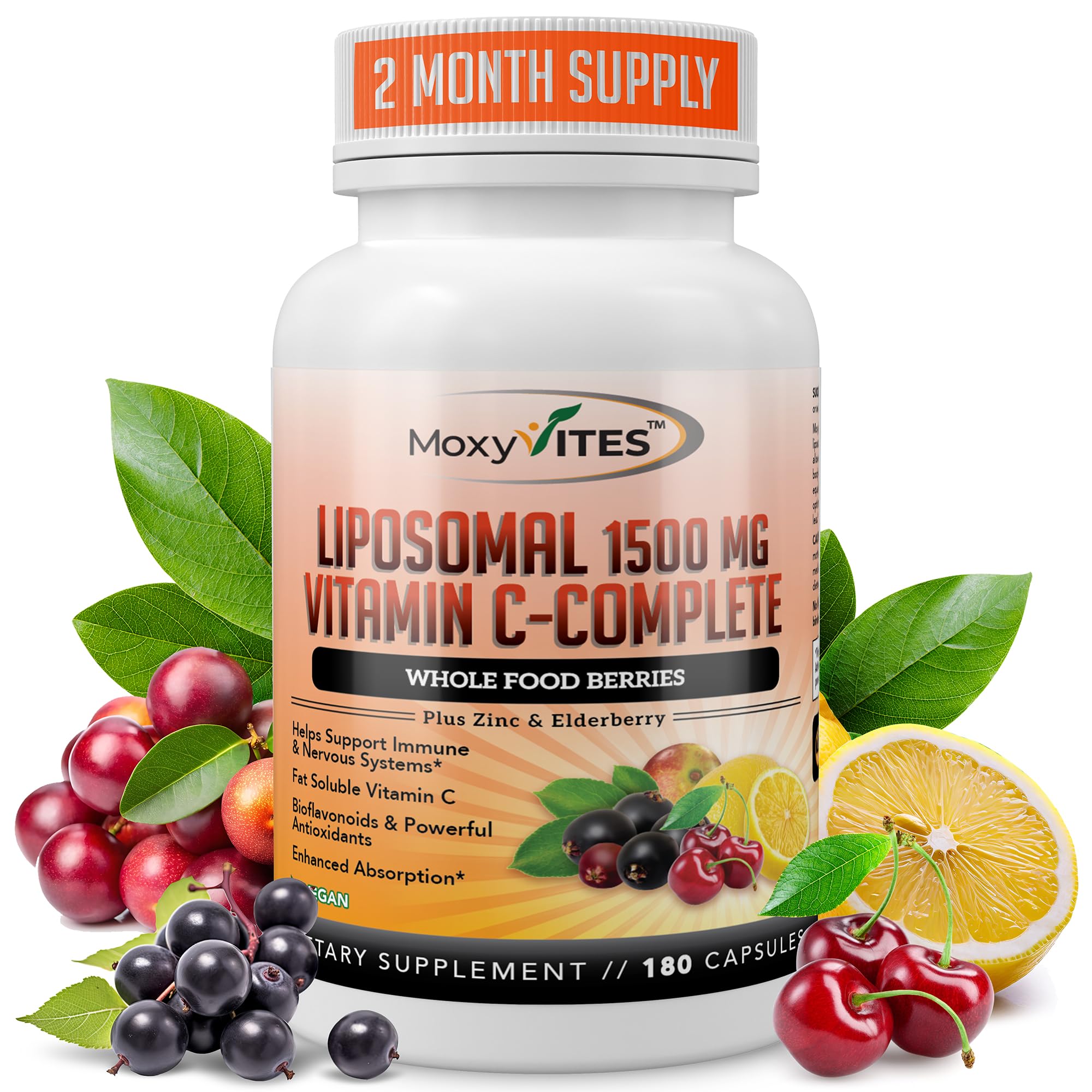 MoxyVites Liposomal Vitamin C 180 capsules front view