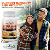 MoxyVites Liposomal Vitamin C capsules in a hand