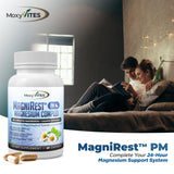 MoxyVites Magnesium Glycinate Nighttime Calm Supplement on a wooden table