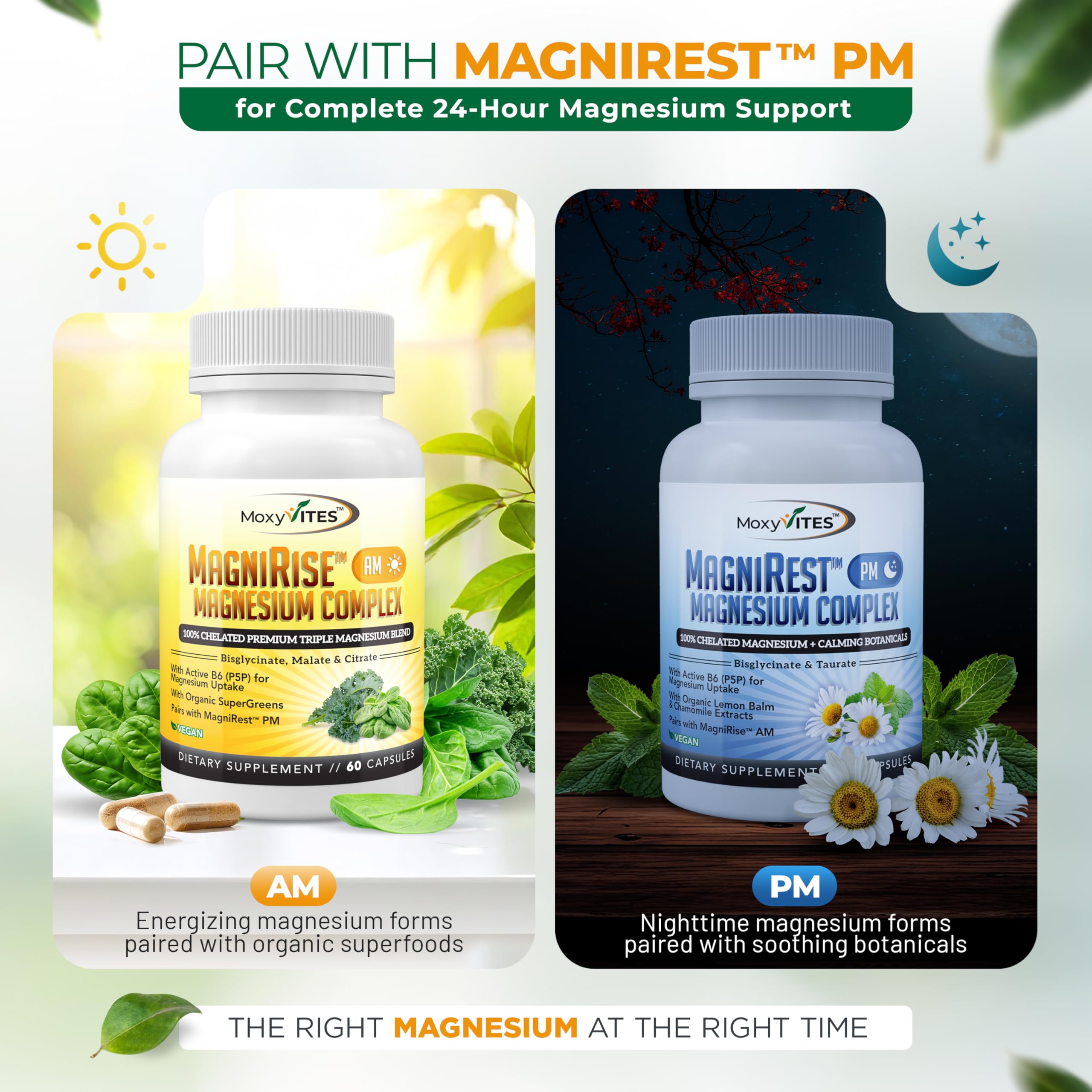 MoxyVites MagniRise AM Magnesium Supplement 200mg capsules