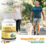 MoxyVites MagniRise AM Magnesium Supplement 200mg on a wooden table