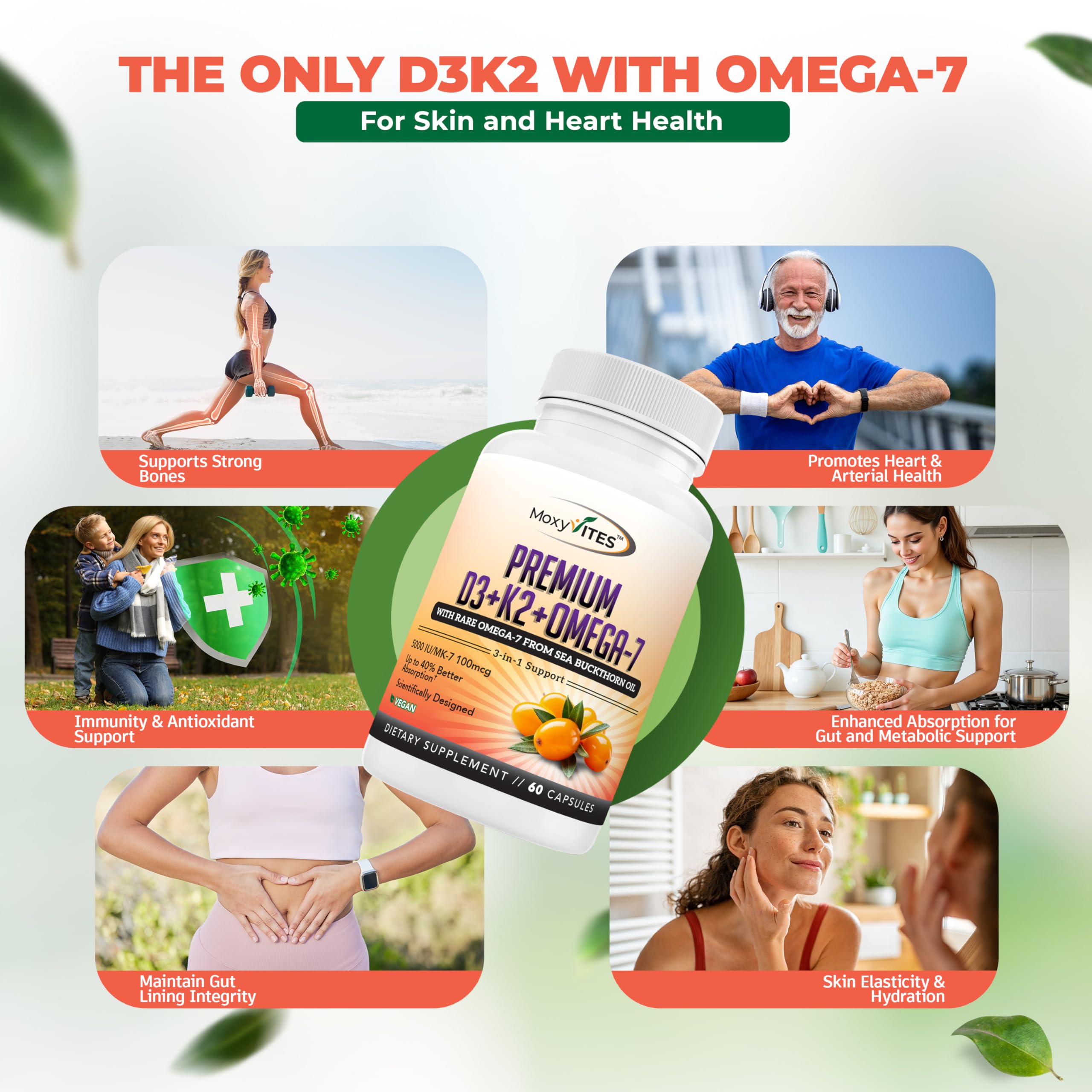 MoxyVites Vitamin D3 & K2 capsules in a hand