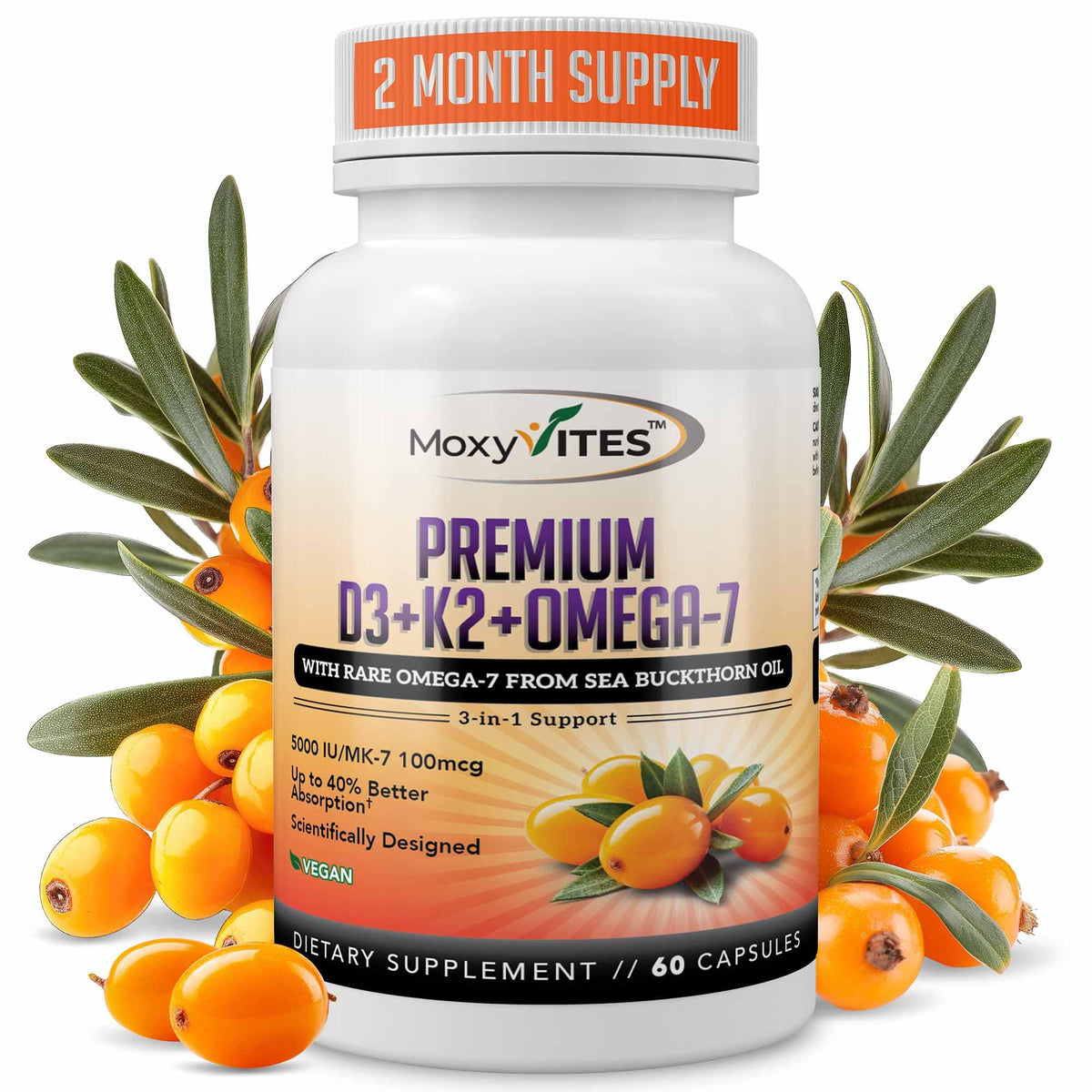MoxyVites Vitamin D3 & K2 supplement bottle front view