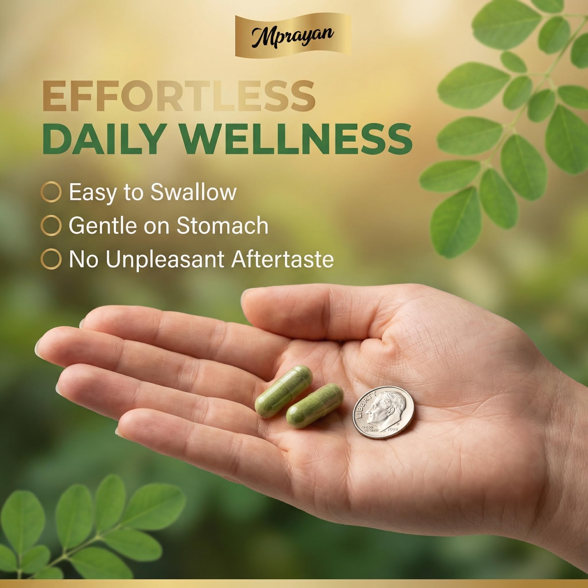 MPRAYAN Moringa Capsules 800mg bottle with capsules