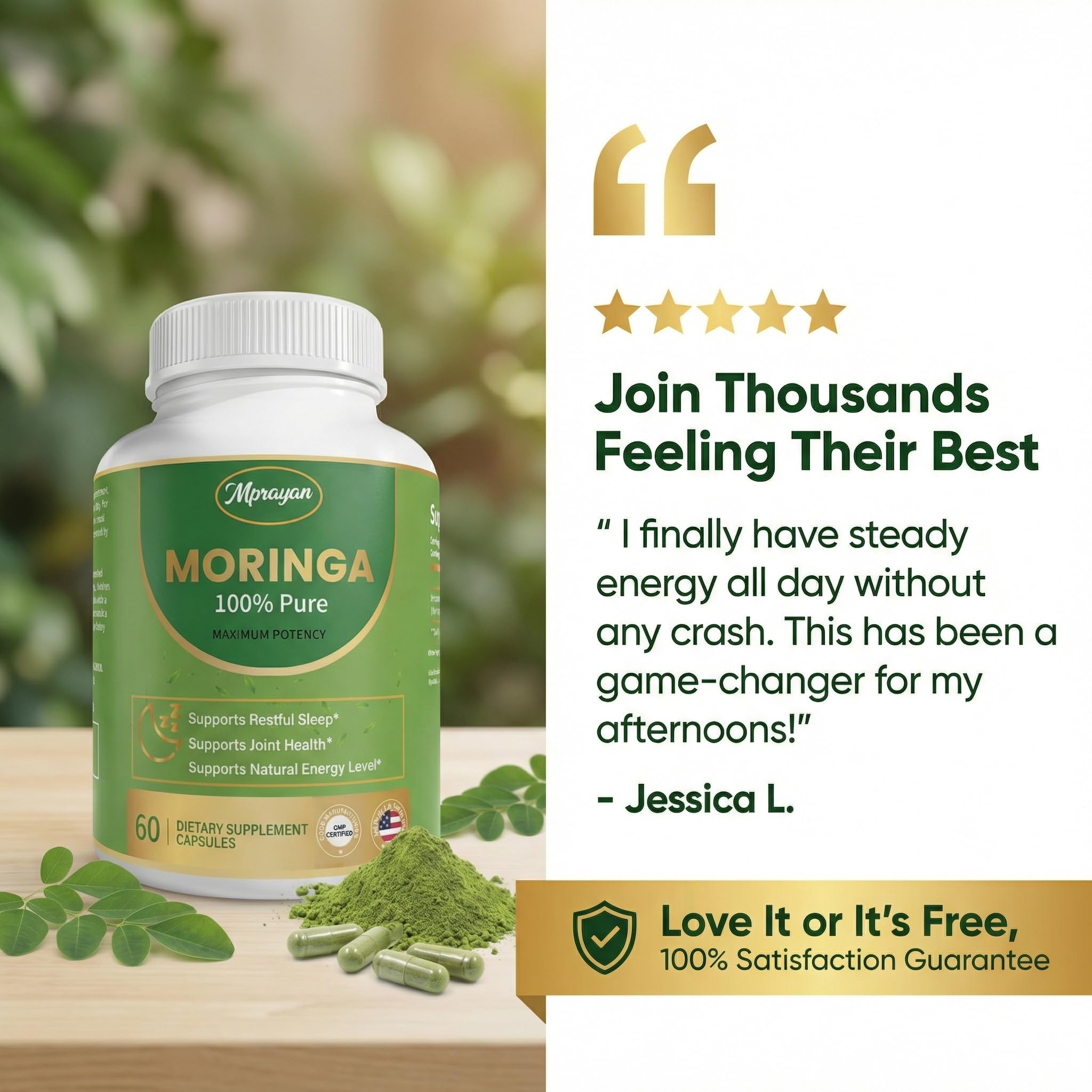 MPRAYAN Moringa Capsules 800mg packaging details