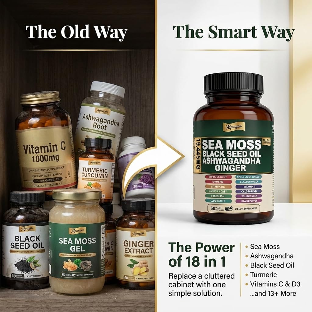 MPRAYAN Sea Moss Capsules lifestyle scene on kitchen counter