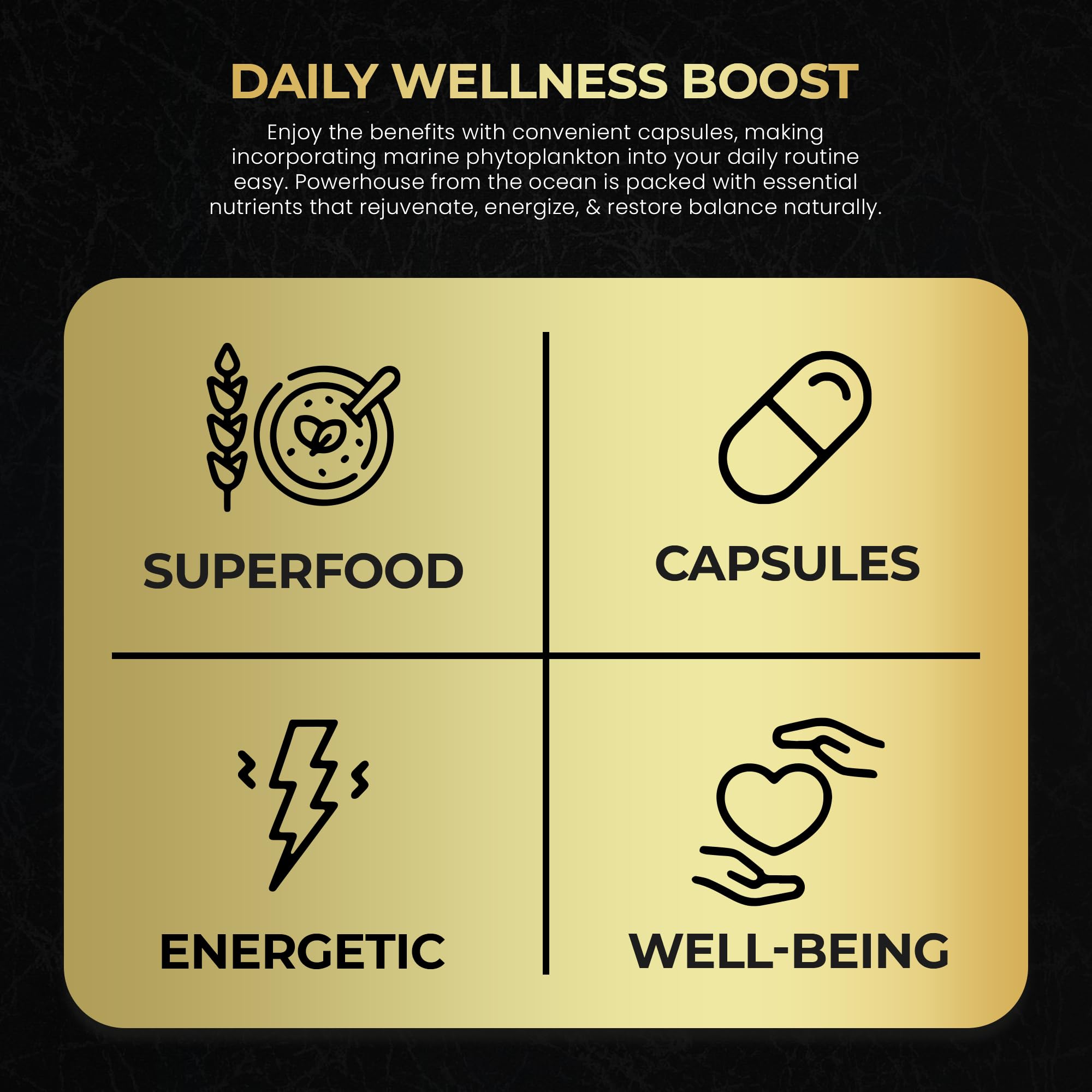 Mr Ros Marine Phytoplankton Supplement lifestyle shot with healthy foods
