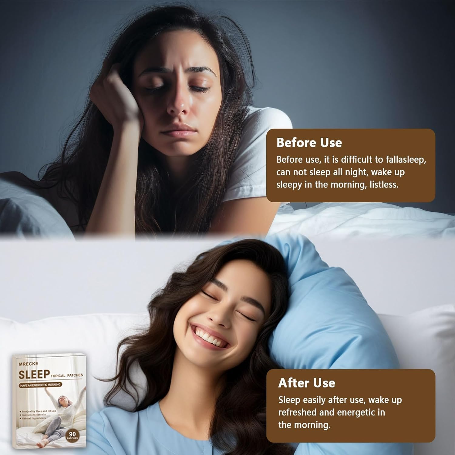 MRECKE Sleep Patches displayed with a clock