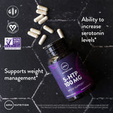 MRM 5-HTP Supplement 100mg vegan capsules back view