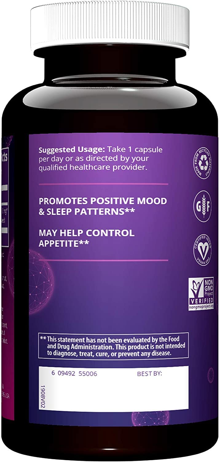 MRM 5-HTP Supplement 100mg vegan capsules side view