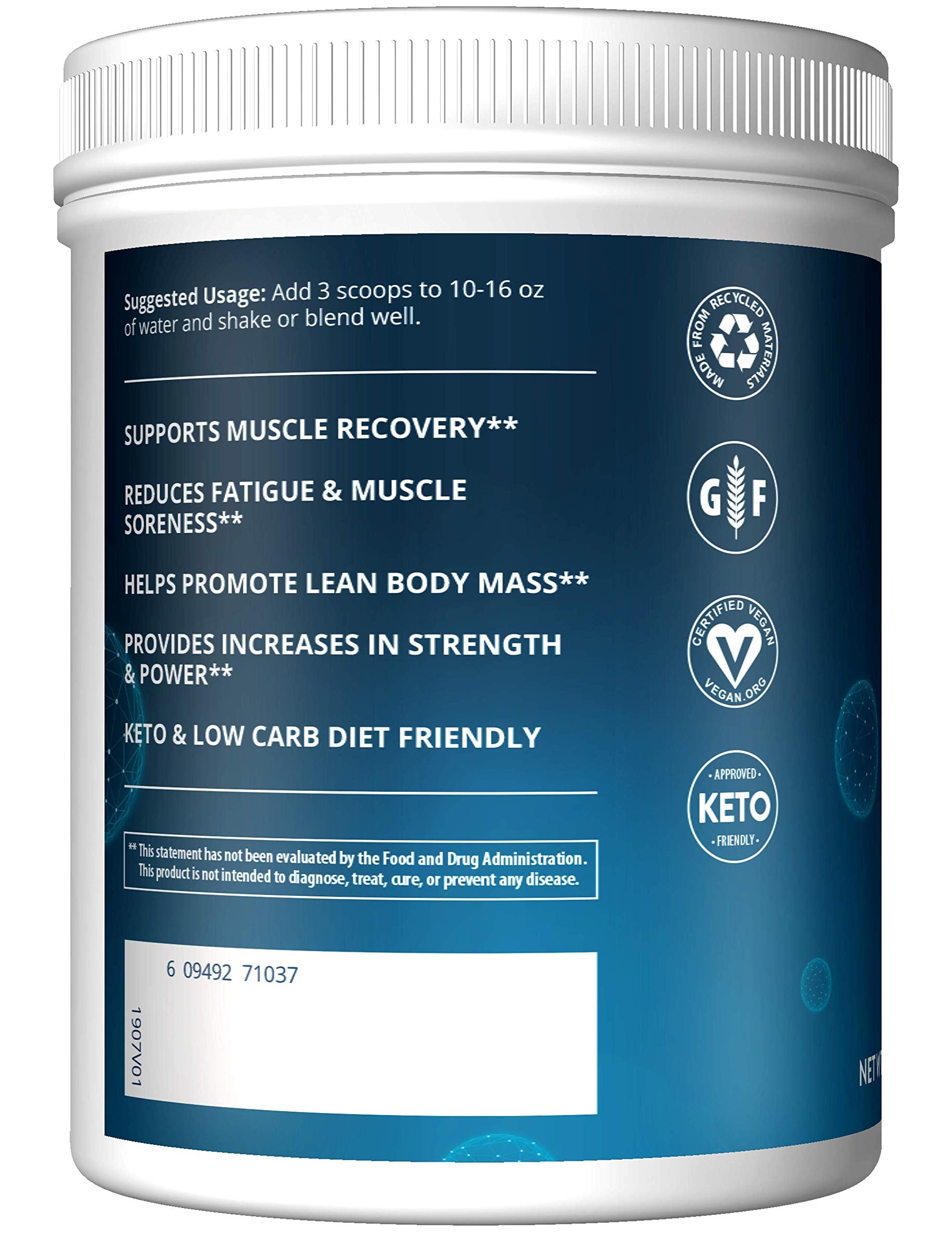 MRM BCAA+G RELOAD 860g back view with nutritional information