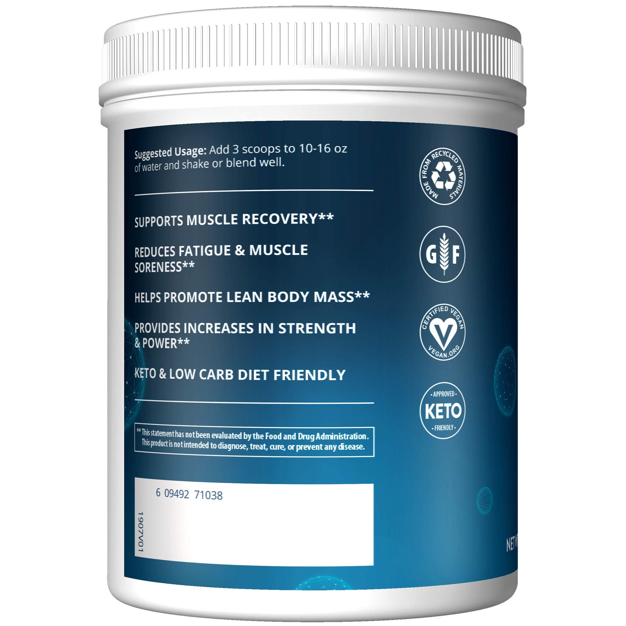 MRM BCAA+G RELOAD powder scoops and water mixing