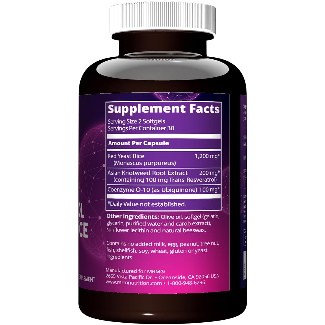 MRM CoQ-10 Resveratrol Red Yeast Rice Supplement packaging