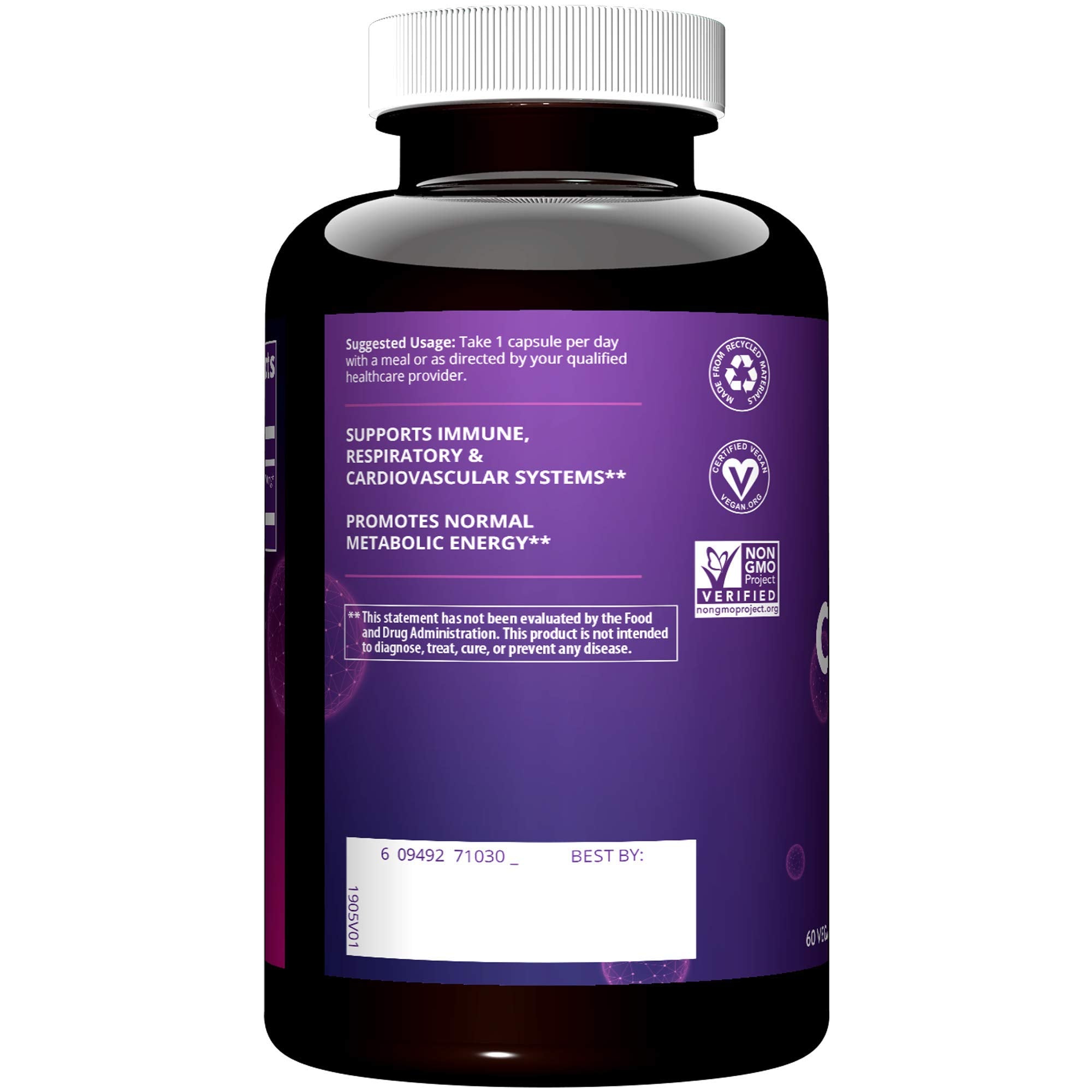 MRM Cordyceps CS-4 Extract vegan capsules side view