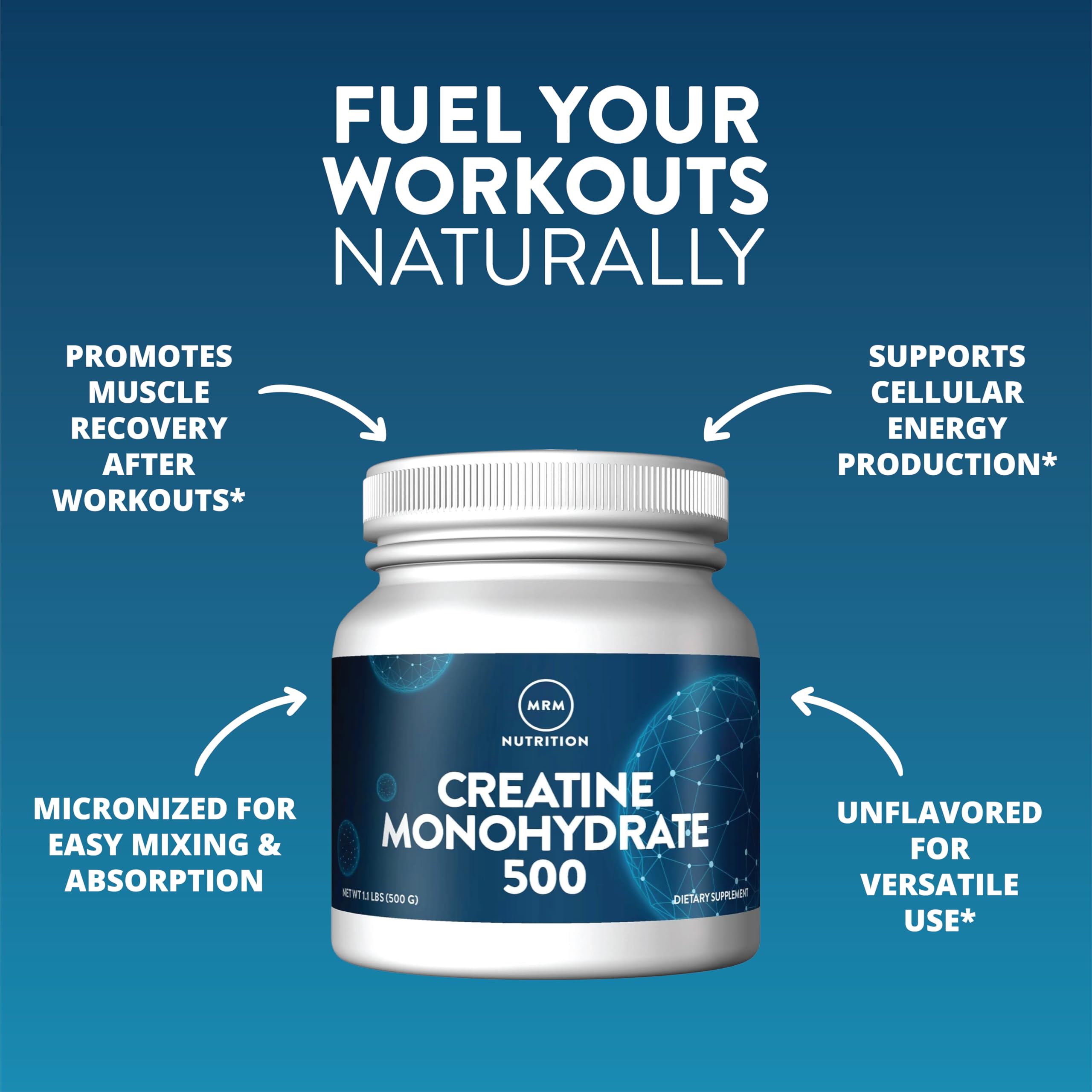 MRM Creatine Monohydrate Powder 150g in a scoop