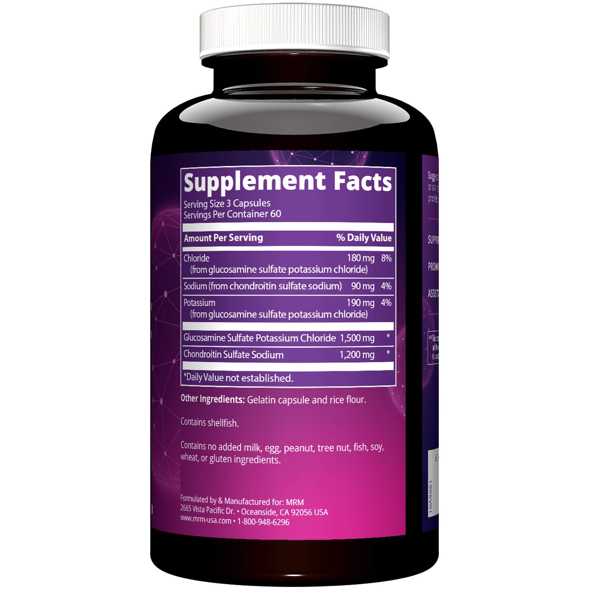 MRM Glucosamine Chondroitin 1500/1200 Mg capsules in a hand