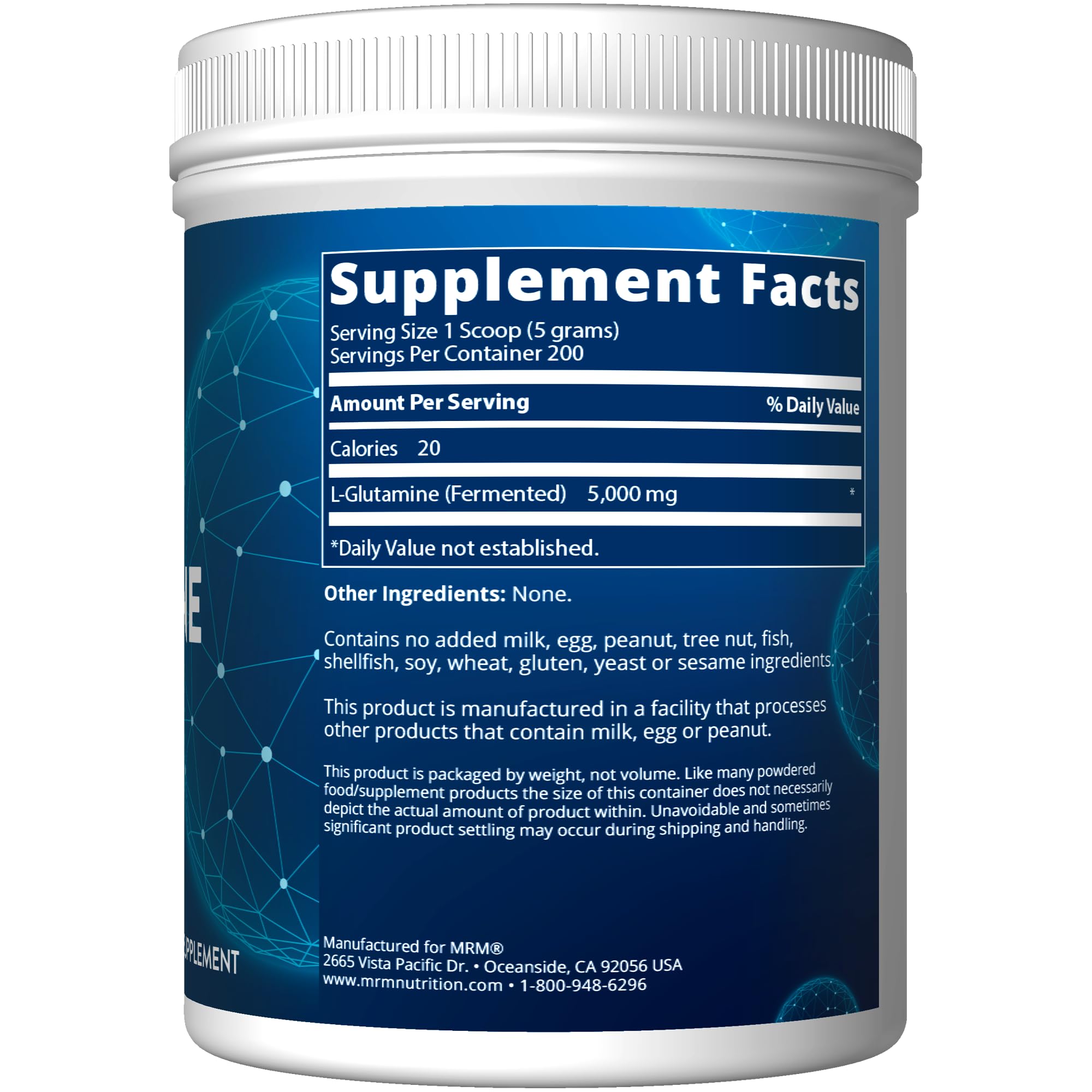 MRM L-Glutamine Powder 1000g packaging details