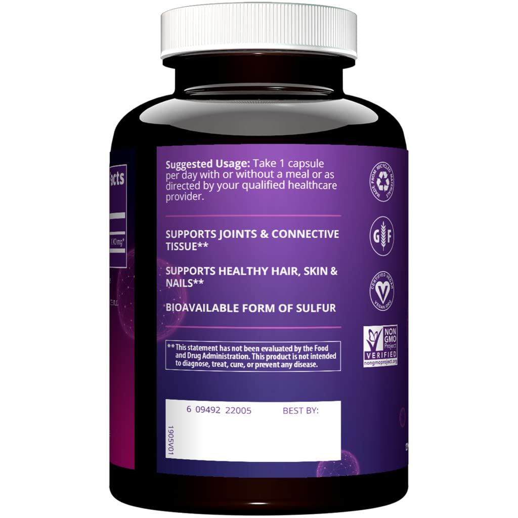 MRM MSM Sulfur Support 1000mg vegan capsules packaging