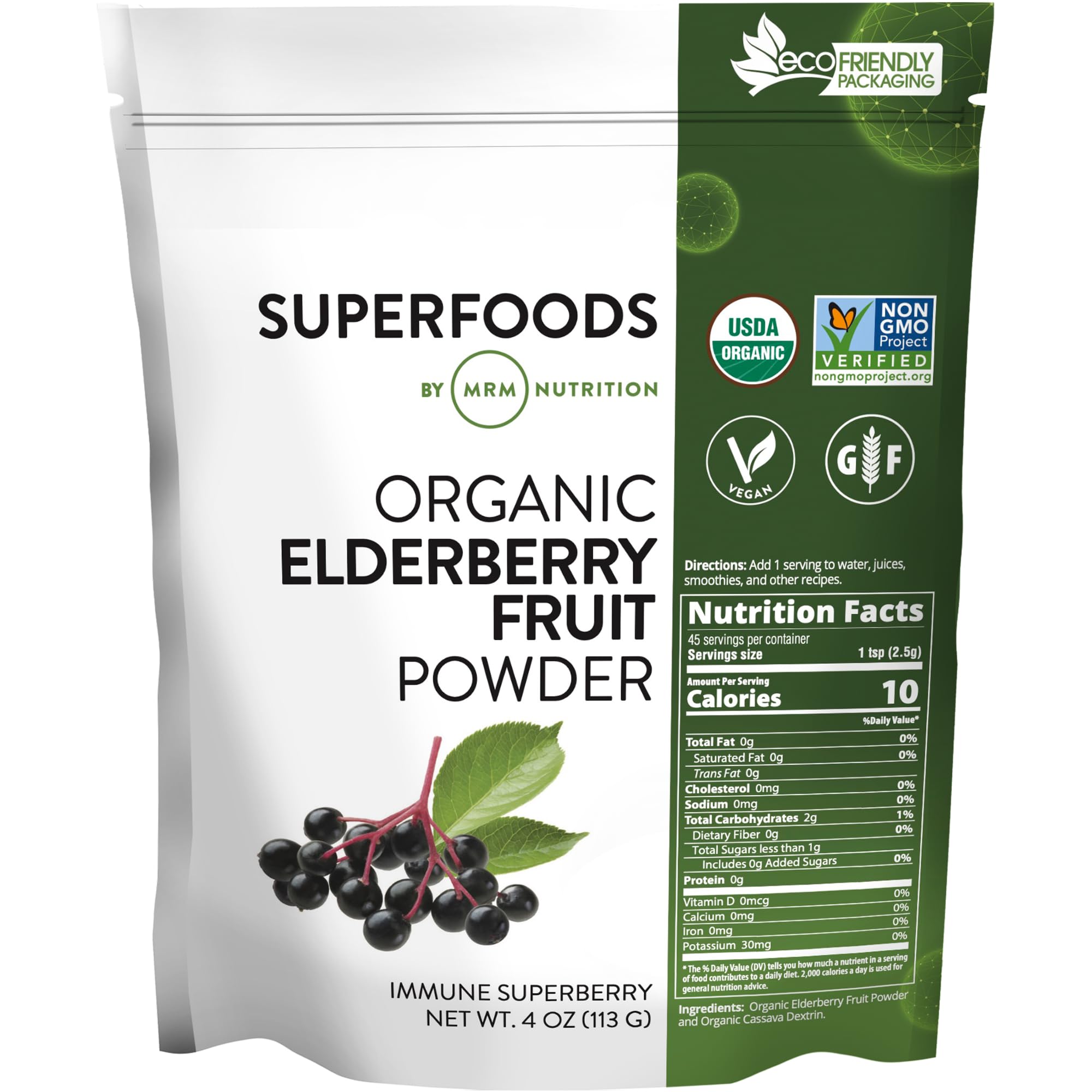 MRM Organic Elderberry Fruit Powder 227g front view