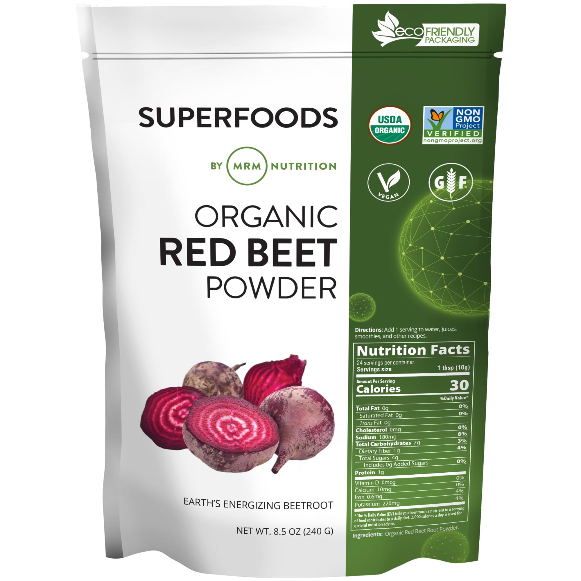MRM Organic Red Beet Root Powder 50g front view with packaging