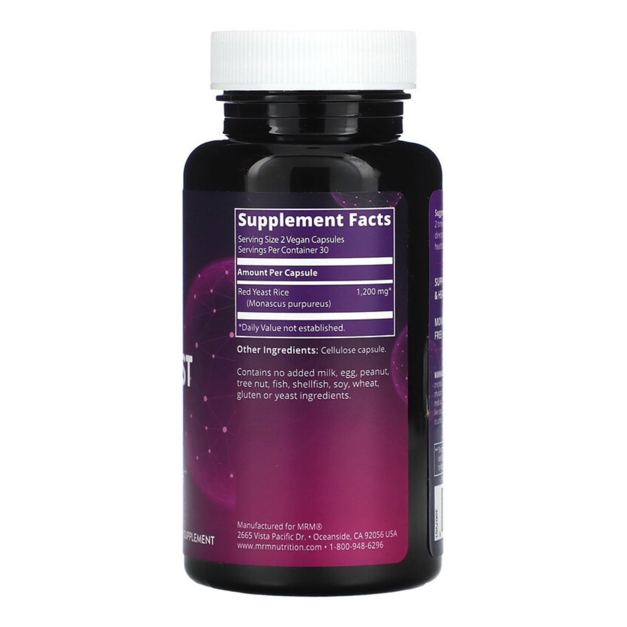 MRM Red Yeast Rice Capsules side view showing capsule details
