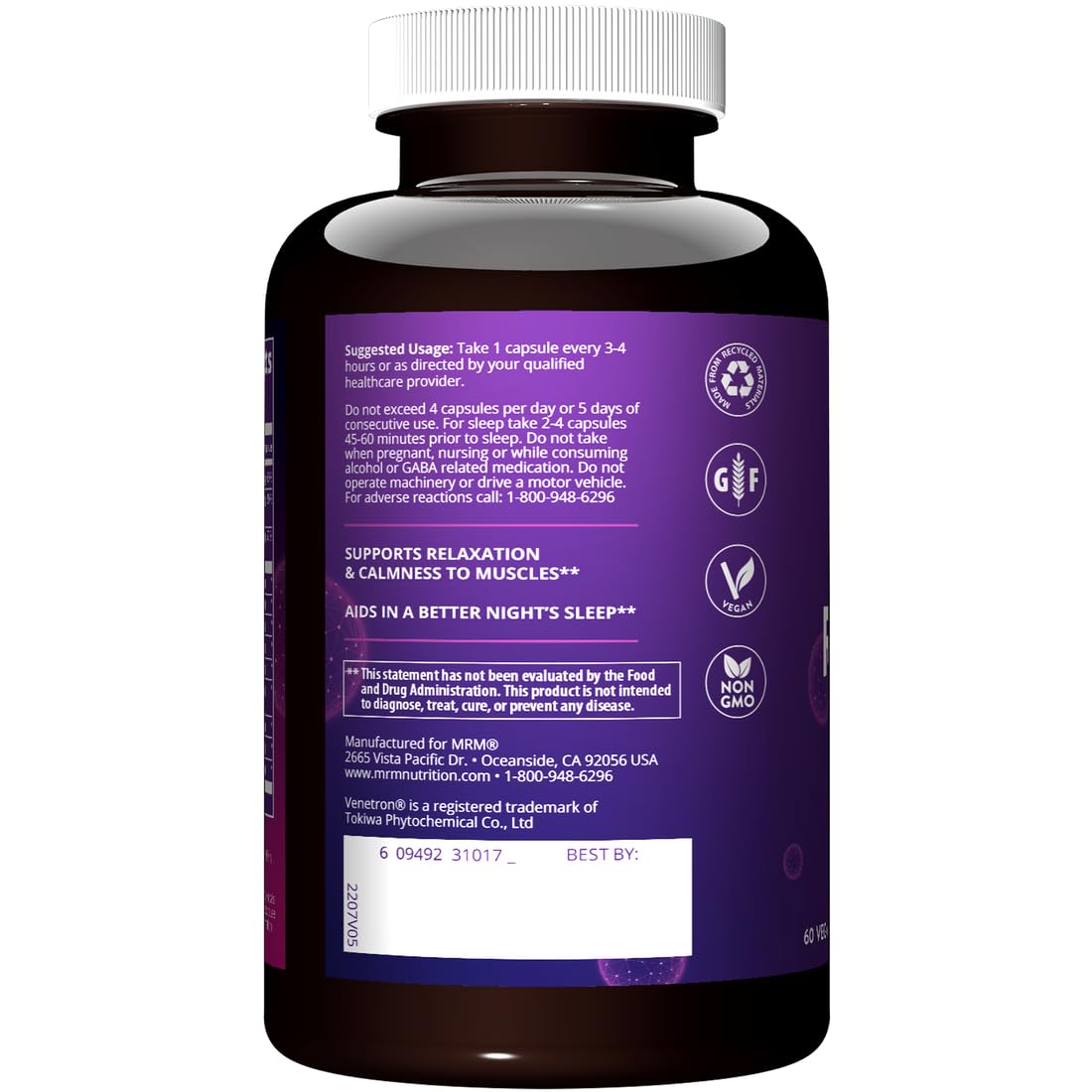 MRM Supplement packaging and dosage instructions