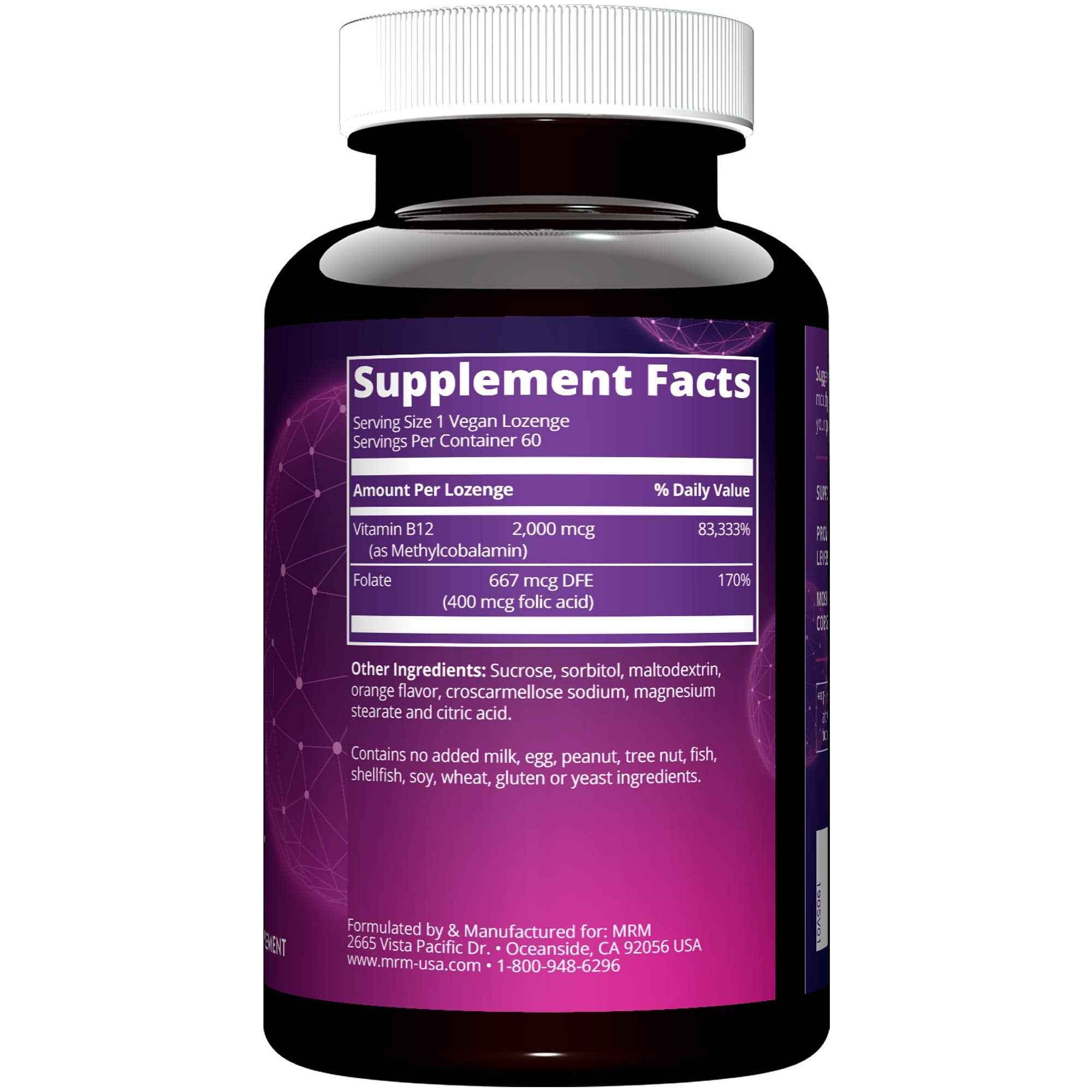 MRM Vitamin B12 Methylcobalamin lozenge side view