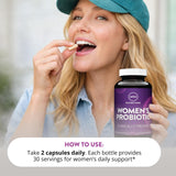 MRM Women's Probiotics capsules on a wooden table