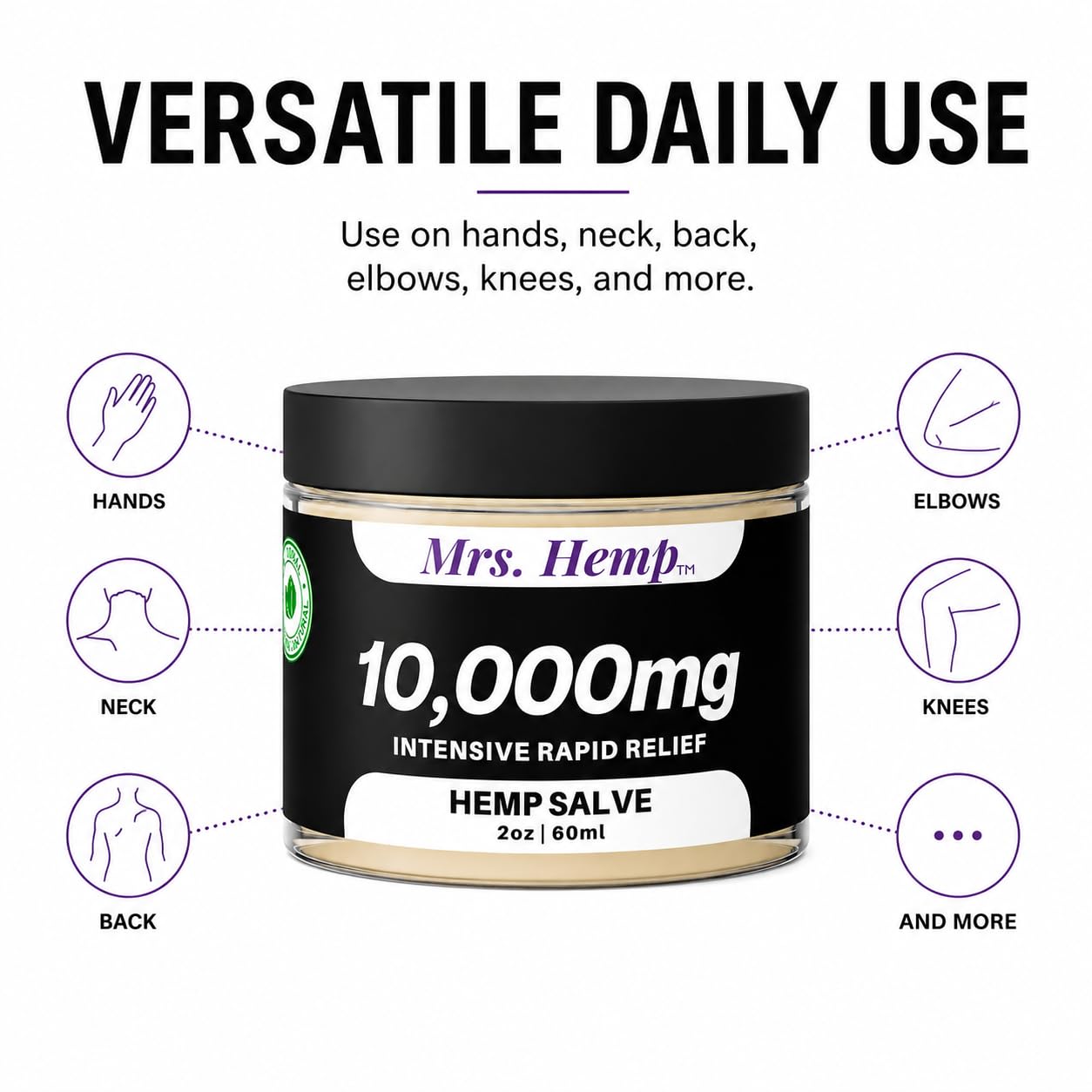 MRS. HEMP Hemp Extra Strength Healing Salve jar and lid