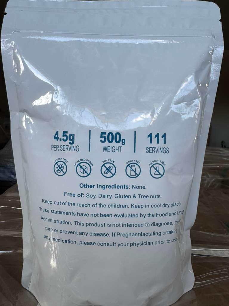 MS Finechem Calcium Citrate Powder 1000mg back view with nutritional information