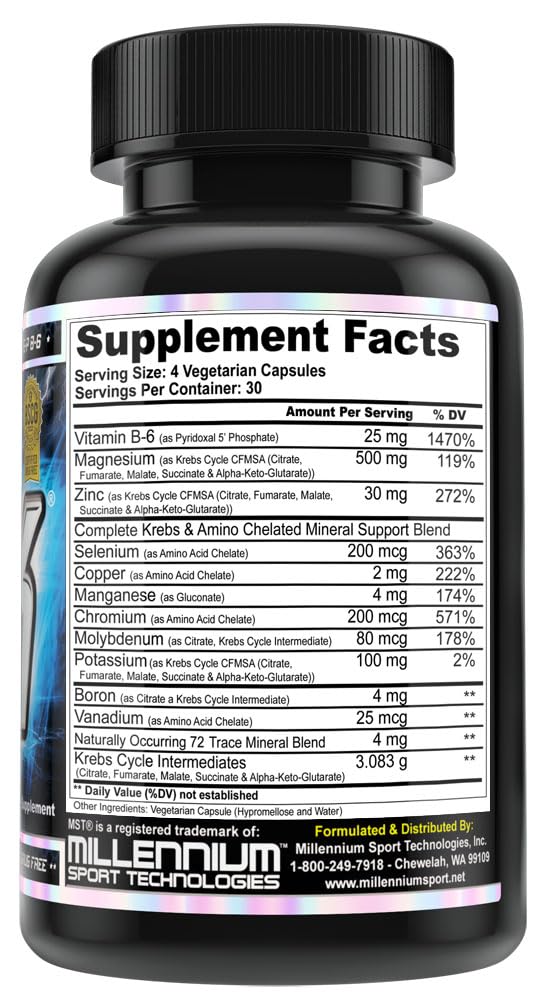 MST Blended Vitamin & Mineral Supplement back view with ingredient list