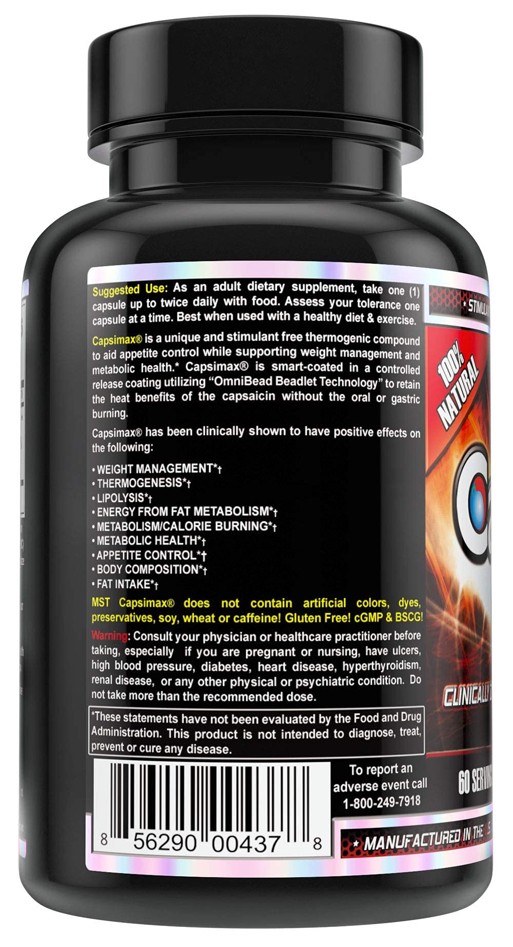 MST Fat Burner Supplement 100mg Capsimax capsule close-up