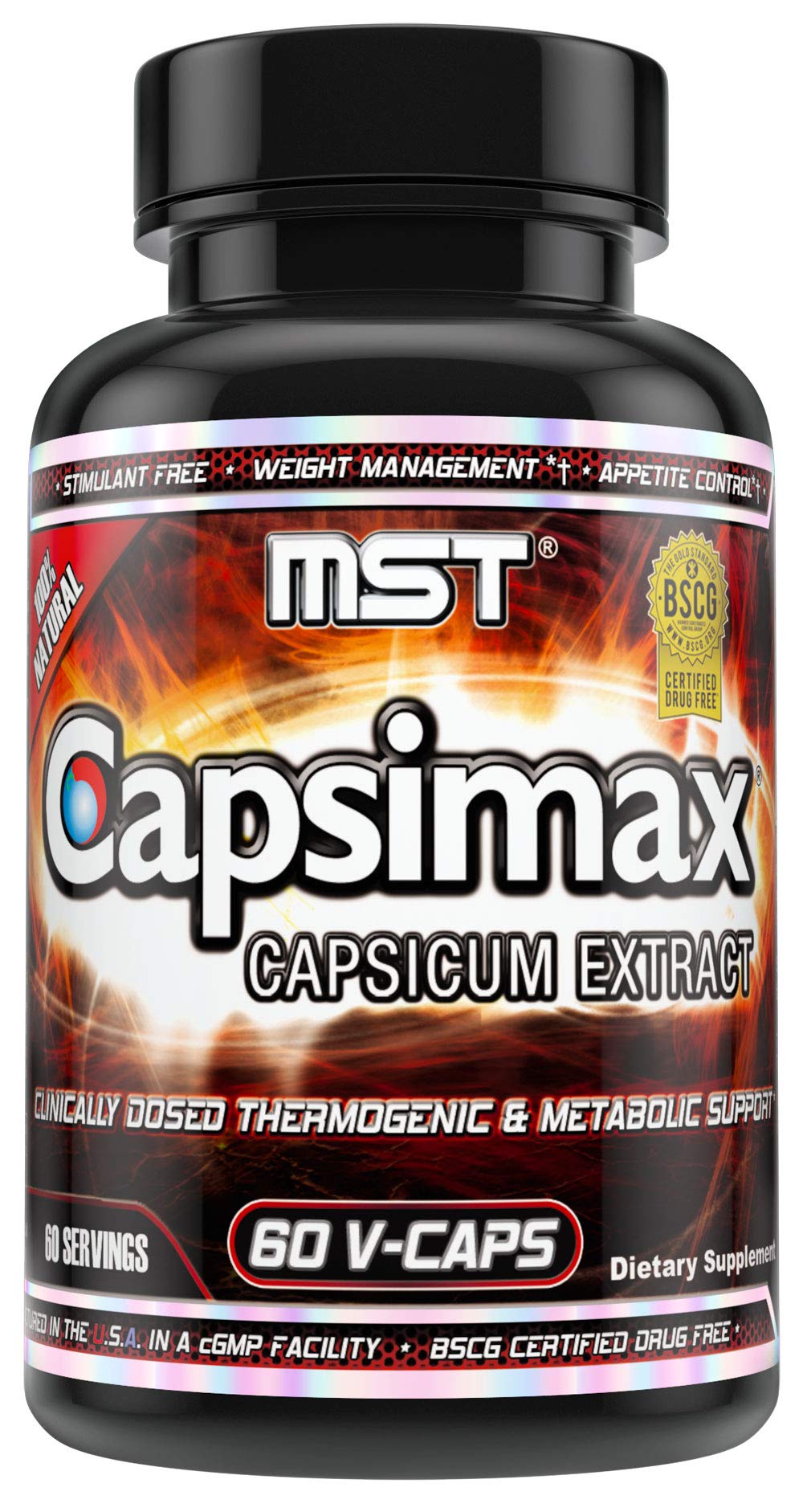 MST Fat Burner Supplement 100mg Capsimax front view