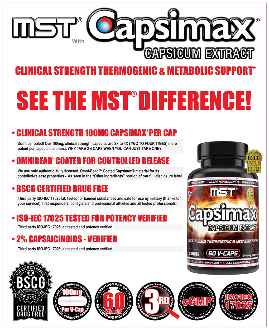 MST Fat Burner Supplement ingredients list