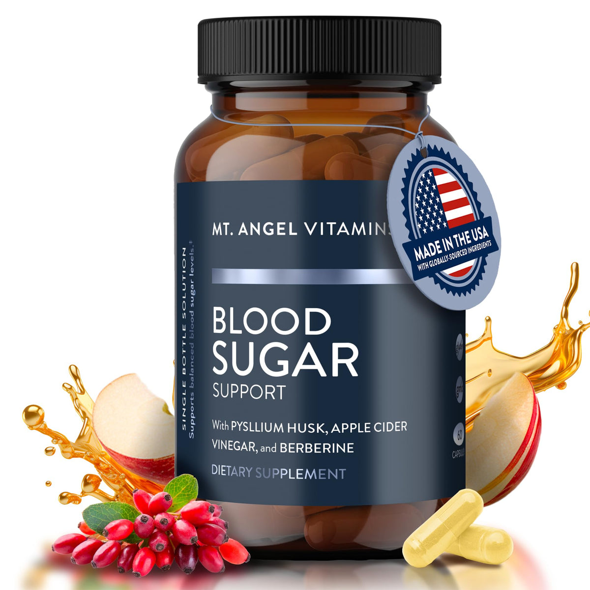 Mt. Angel Vitamins Blood Sugar Support Capsules front view