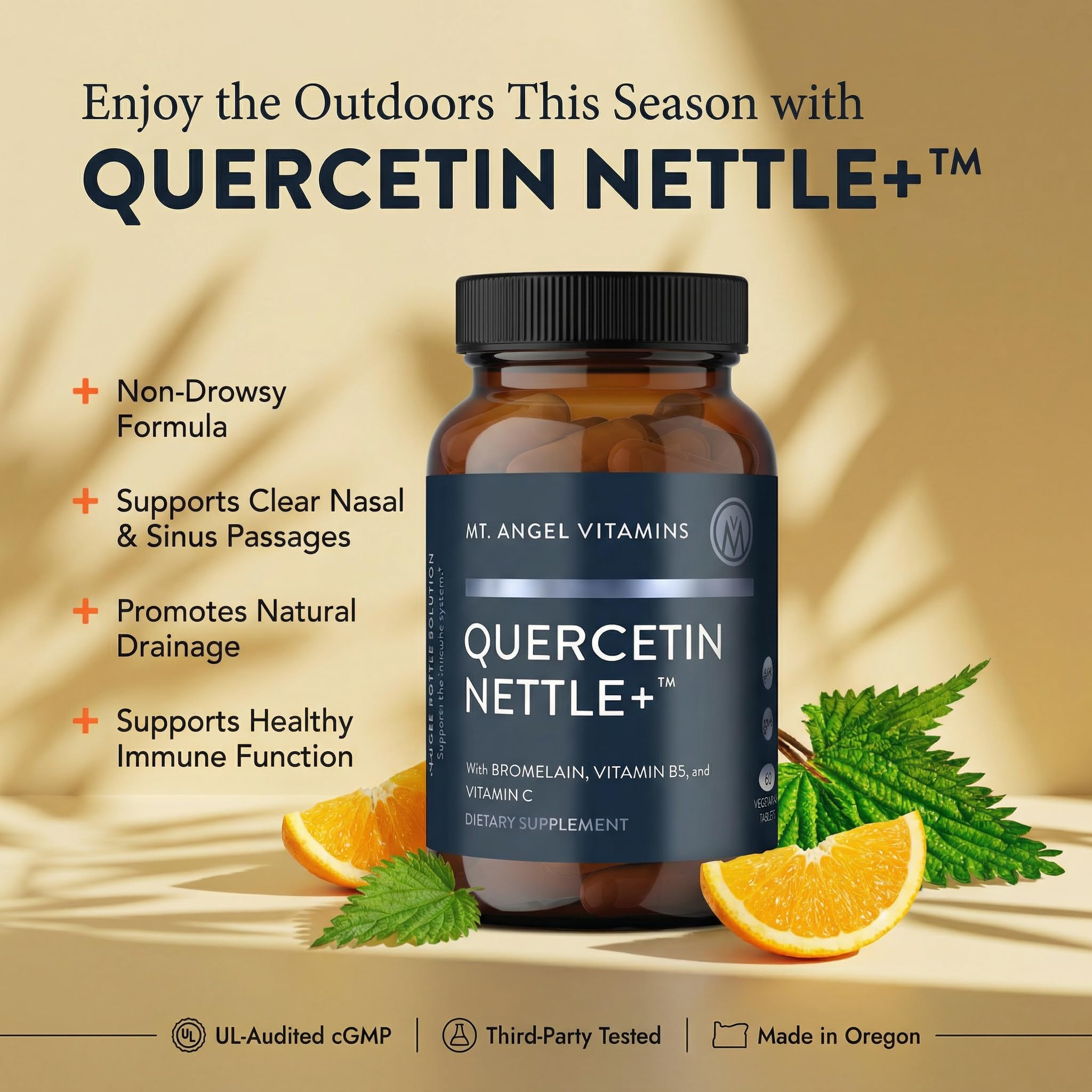 Mt. Angel Vitamins Nettle Capsules side view showing capsule count