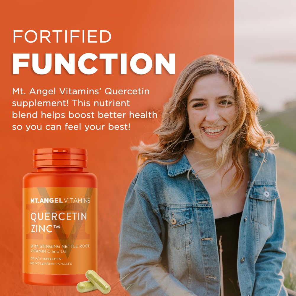 Mt. Angel Vitamins Quercetin Zinc Capsules 500mg side view