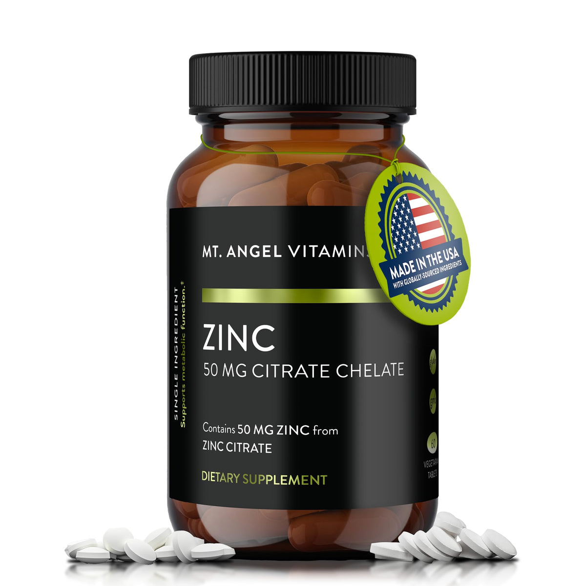 Mt. Angel Vitamins Zinc Citrate 50MG Tablets front view