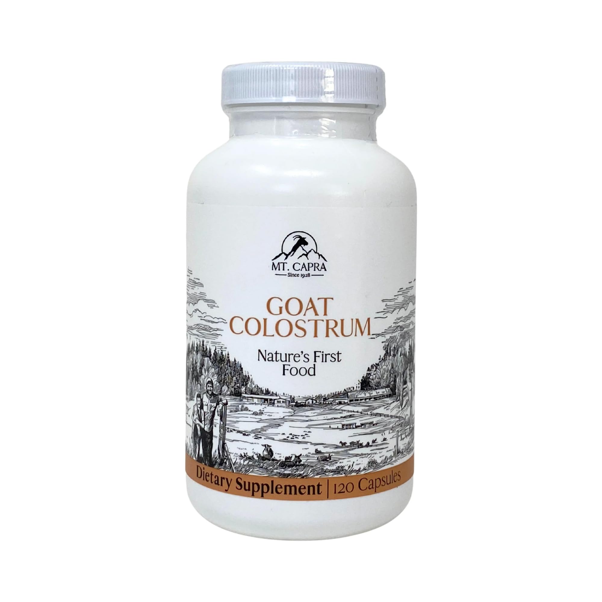 Mt Capra Goat Colostrum 1000mg veggie capsules front view
