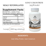 Mt Capra Goat Colostrum packaging with nutritional information