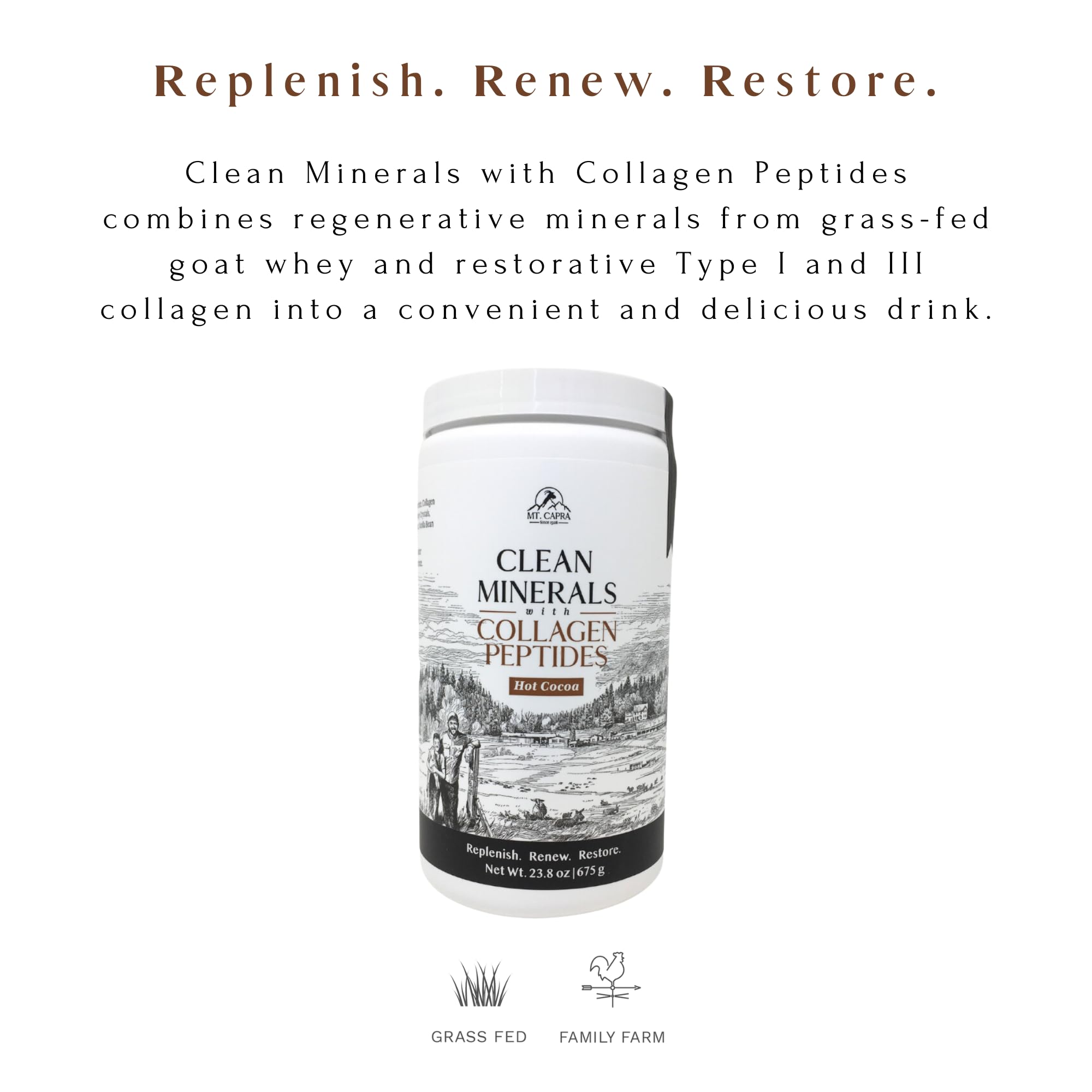 Mt Capra Healthy Hot Cocoa Collagen Supplement in a cup with hot water