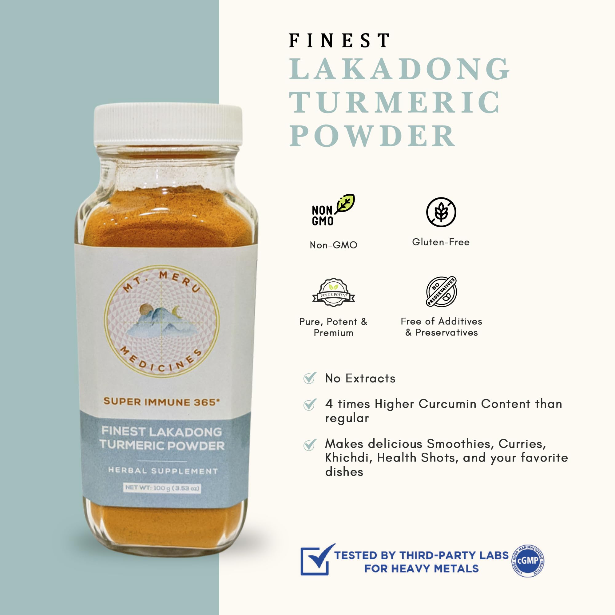 Mt. Meru Lakadong Turmeric Powder packaging side view