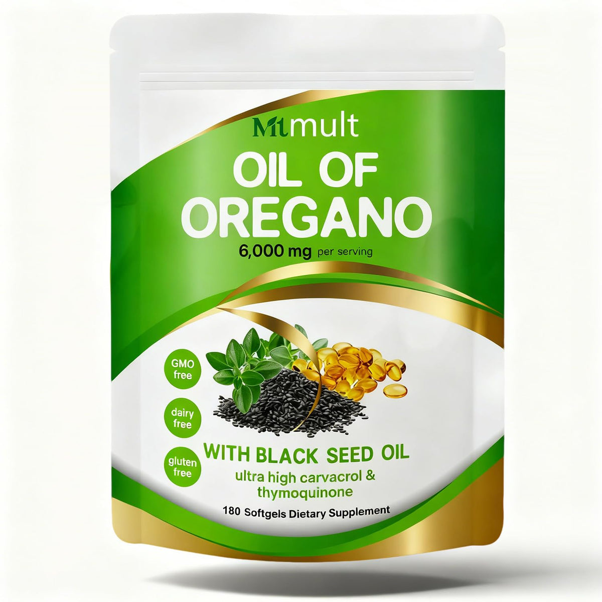 Mtmult Oregano Oil Capsules front view with packaging