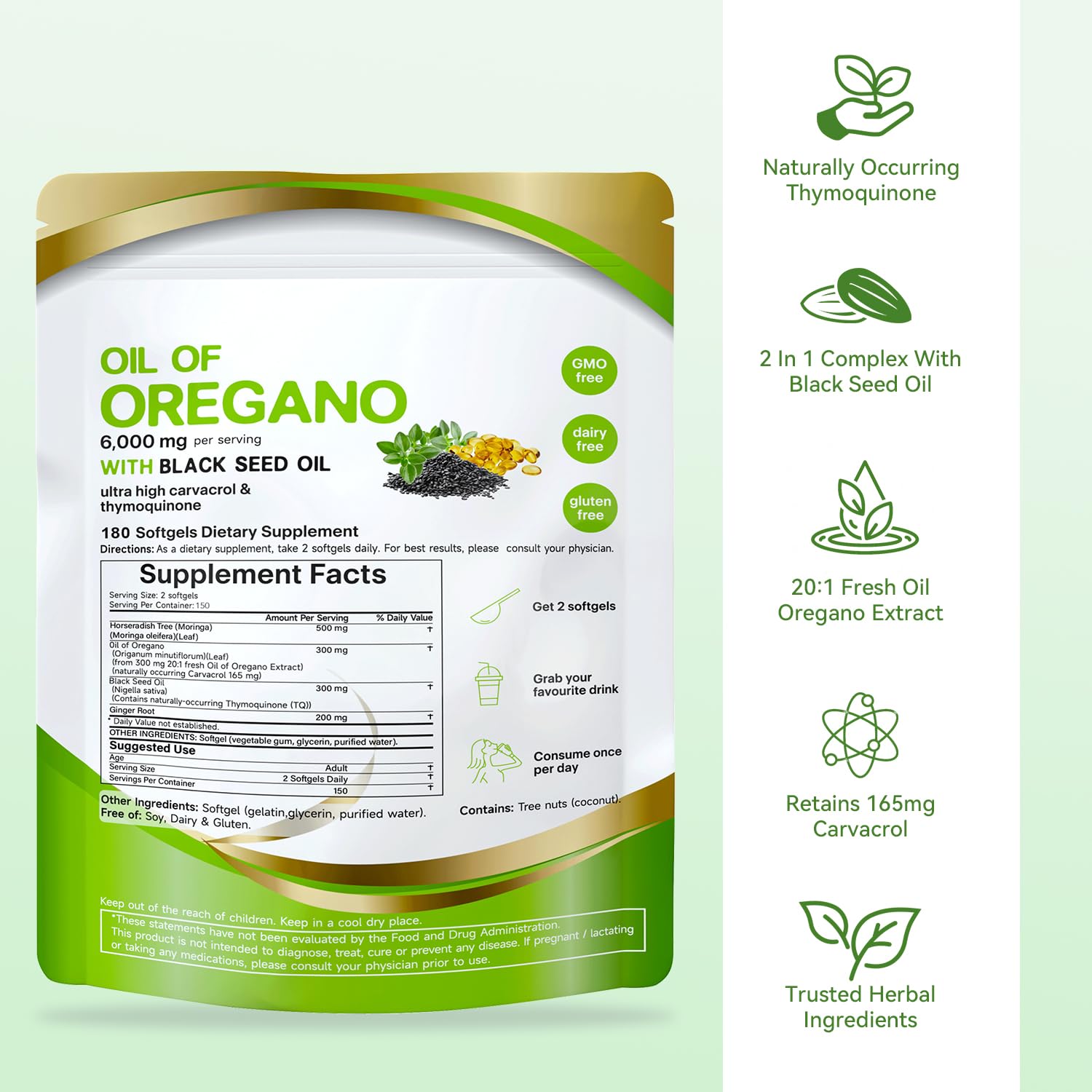 Mtmult Oregano Oil Capsules on a wooden table