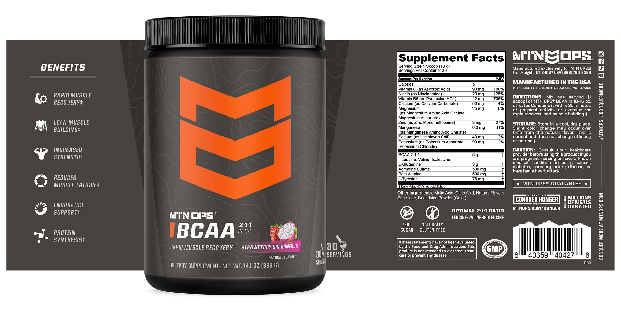MTN OPS BCAA Drink Mix 454g with gym equipment