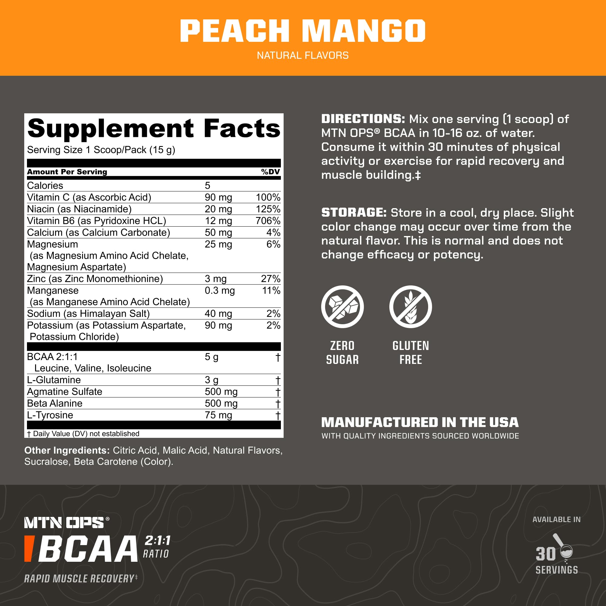 MTN OPS BCAA Supplement 454g scoop with powder