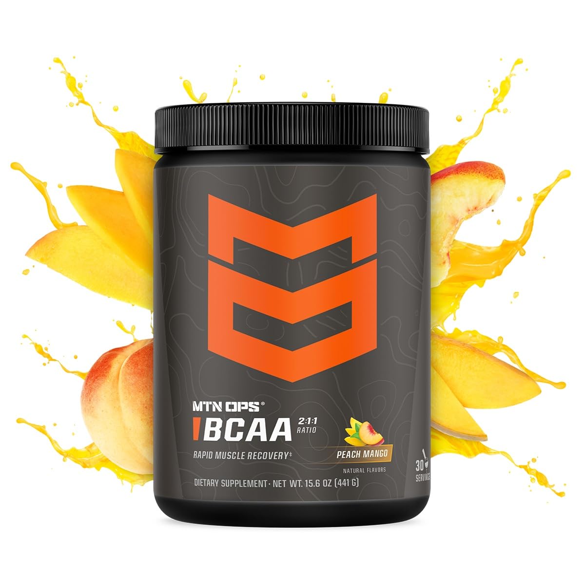 MTN OPS BCAA Supplement 454g side view showing nutritional information